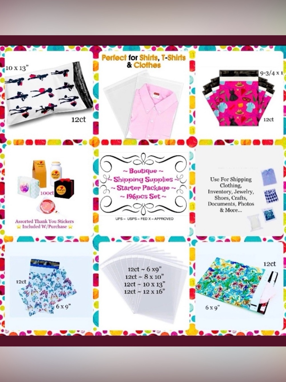 Boutique Shipping Cello~Poly Bag’s Bundle 196pc starter package⭐️100~Stickers 🆕